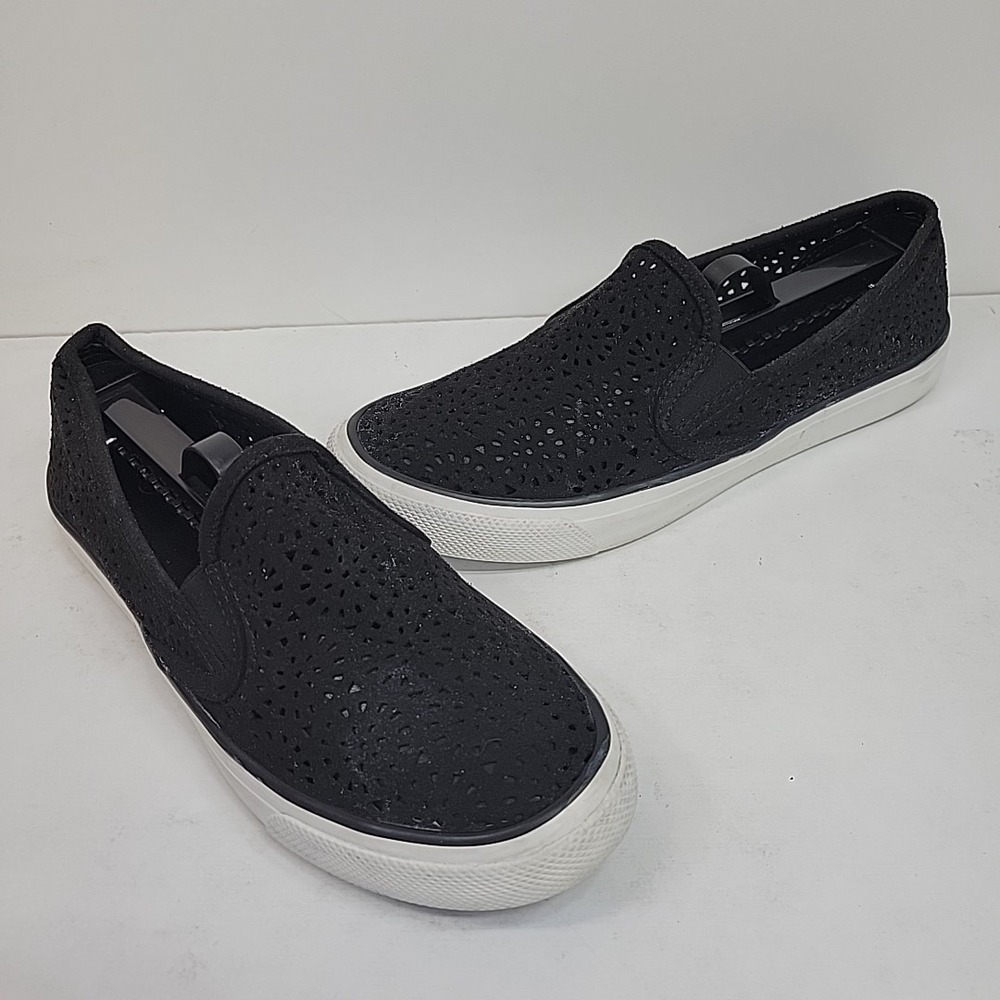 Sperry Shoes‎ Womens 8.5M Seaside Nautical Slip On Sneakers Black Comfort